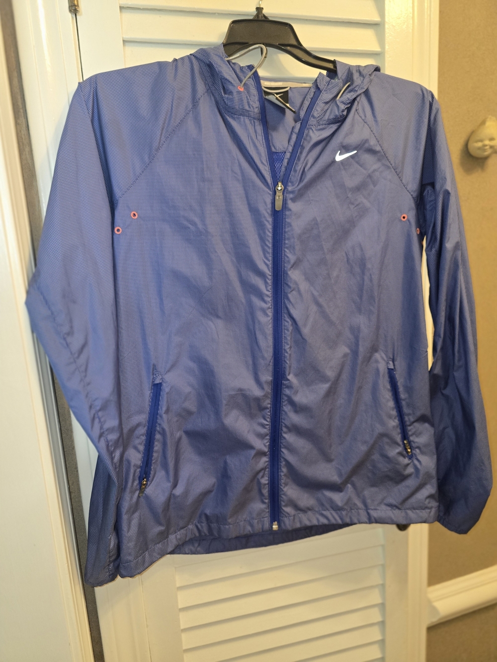 ​Nike Running Vapor Lightweight Hooded Jacket Blue Grid Check Size M